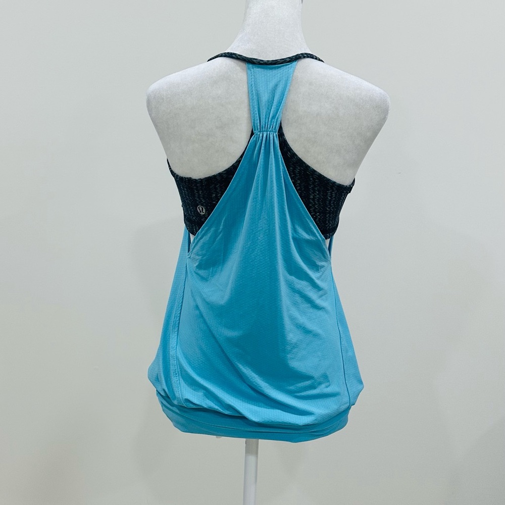 Lululemon No Limits Tank‎ Size 6 Blue & Navy Gathered Back Two Layer Tank Top - Picture 5 of 9